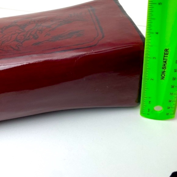 Chinese lacquered pillow Vintage Asian mountain and tree print design - Picture 9 of 16